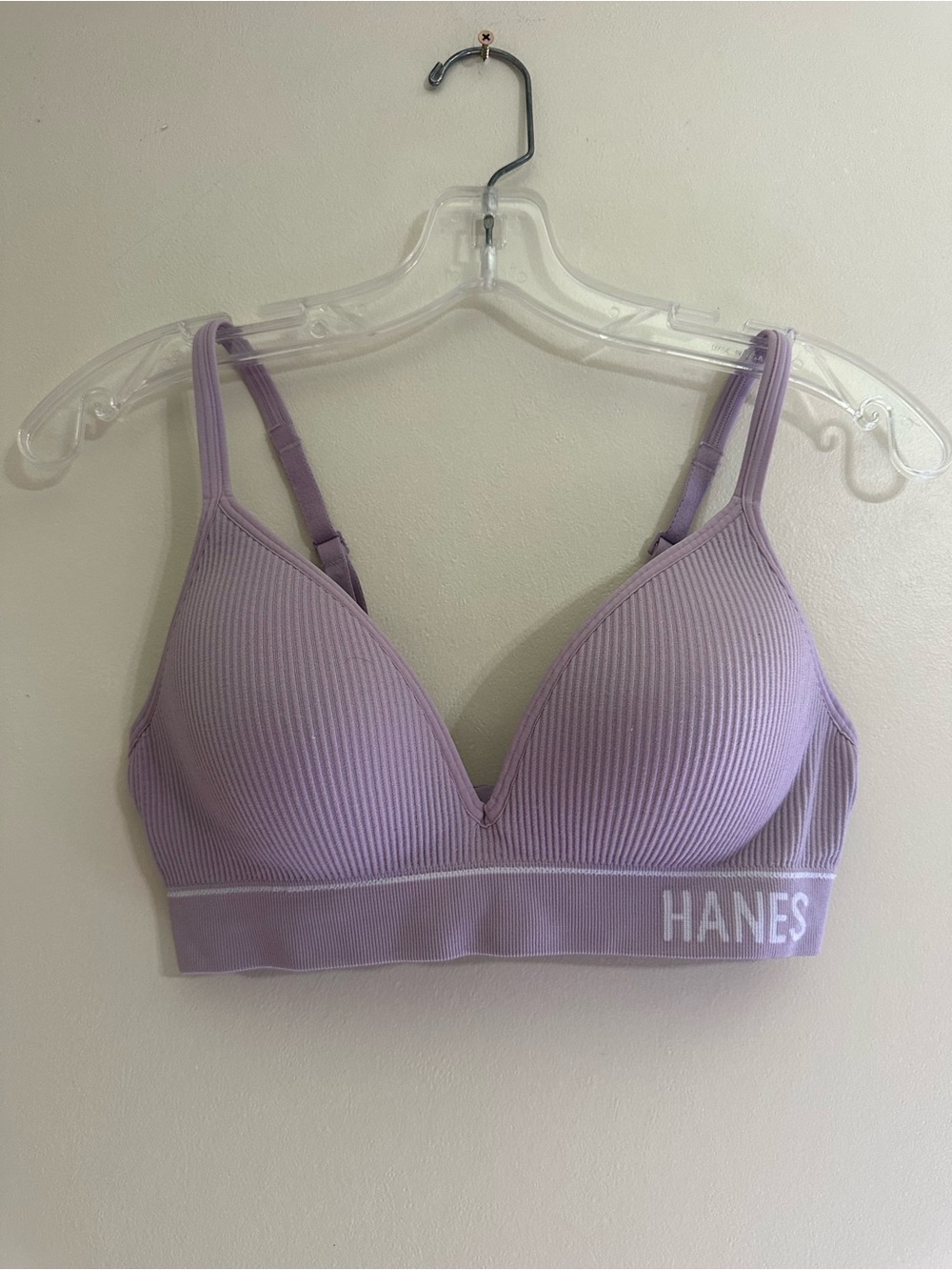 Hanes Lavender Ribbed Wireless Bralette
